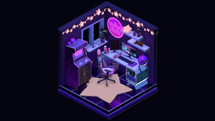 Corner Diorama - Streaming Gamer Room 3D Model