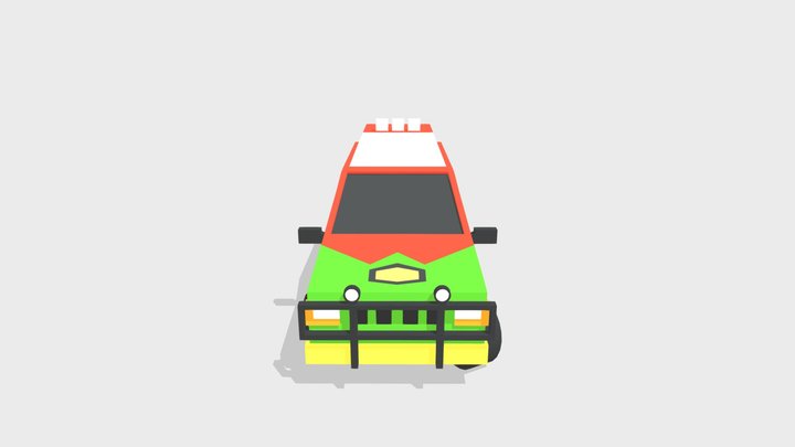 Jurassic Park Car Low Poly 3D Model