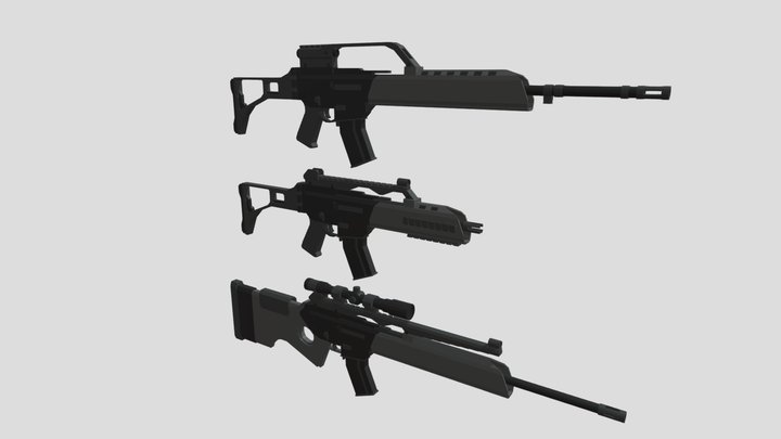 Minecraft G36, G36C and SL8 3D Model