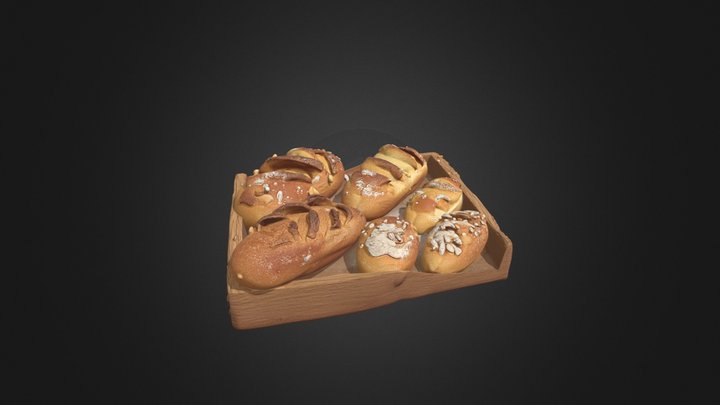 Rustic Bakery Tray - Bread, Rolls & Flour – Kostenloses 3D-Modell STL