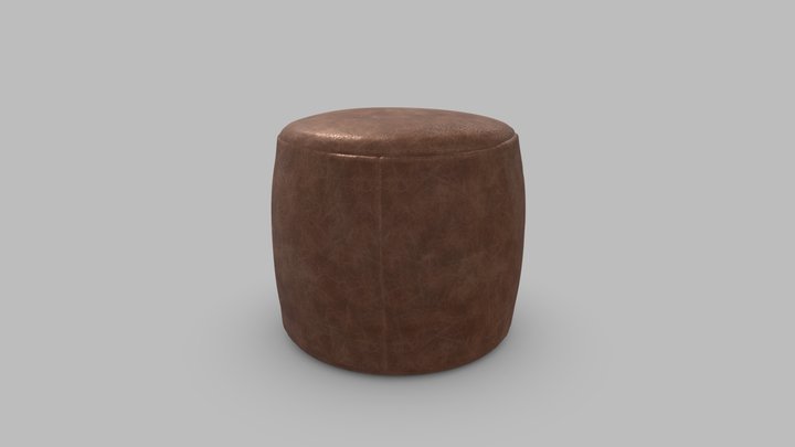 PUFF OLD LEATHER_OBJ 3D Model