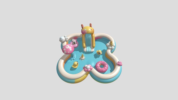 Colorful Rubber Swimming Pool 2 (inflatable) 3D Model