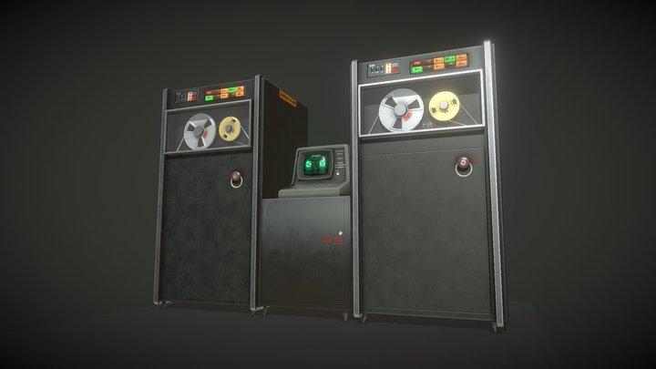 Magnetic Tape Reel Data Storage Towers 3D Model
