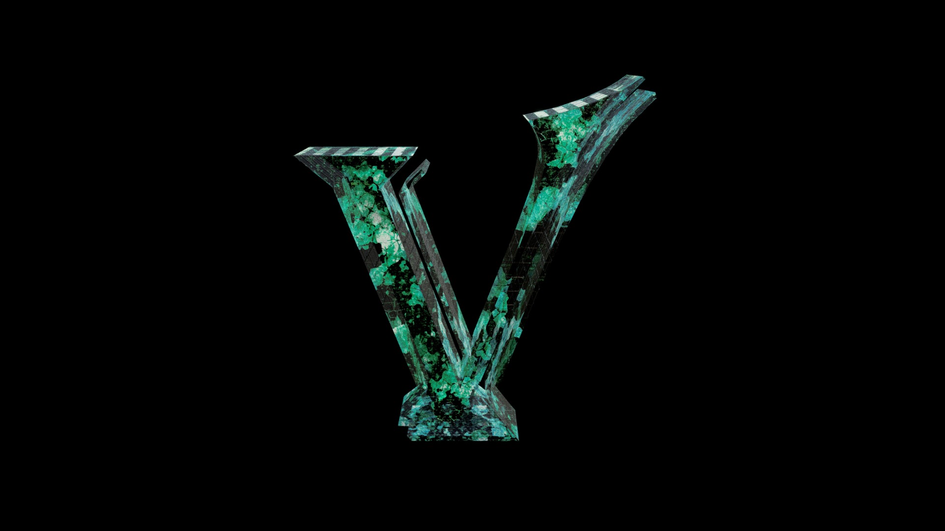 3D model V Low Poly - This is a 3D model of the V Low Poly. The 3D model is about a close-up of a green and blue stone.