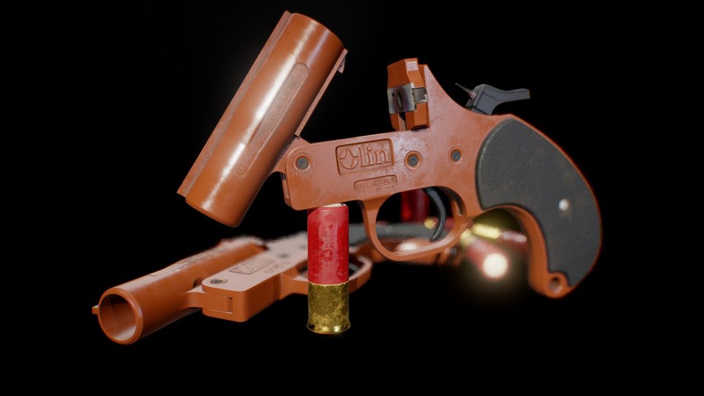 Flare Gun 3D Model.
