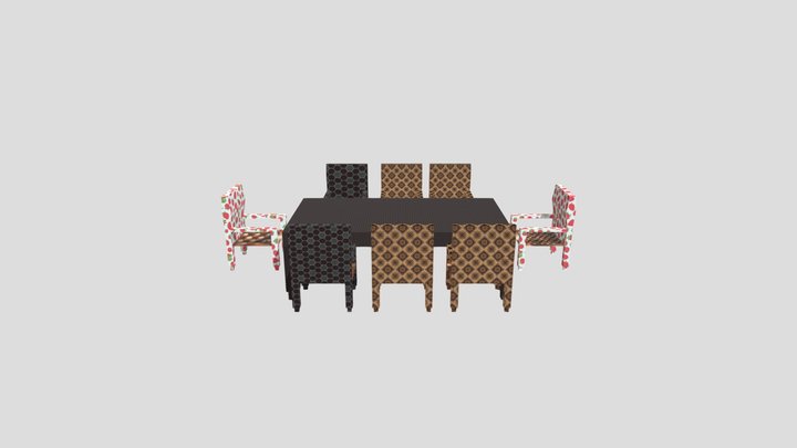 Dining Table with Eight Chair's 3D Model