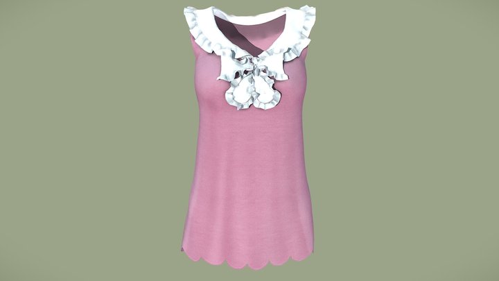 Female Sleevless Babydoll Dress 3D Model