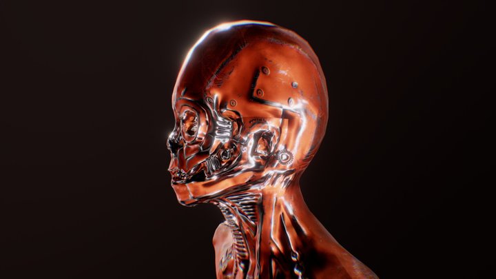Robot Head (low poly baked) 3D Model