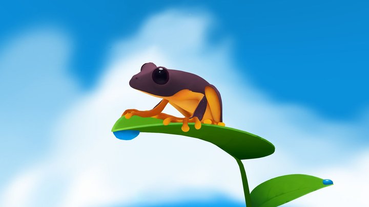 Frog on a leaf 3D Model