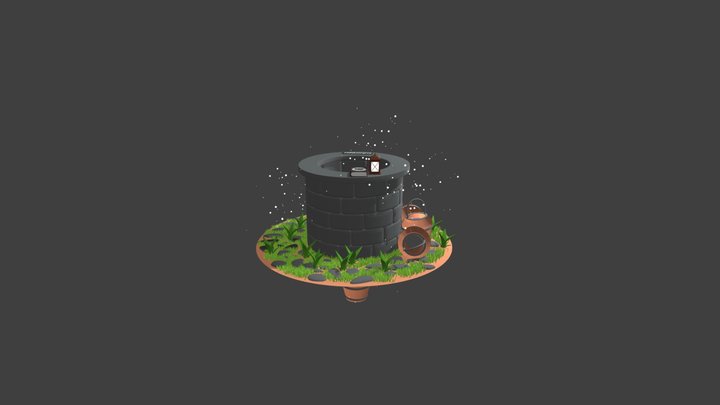Fireflies well Stylized 3D Model