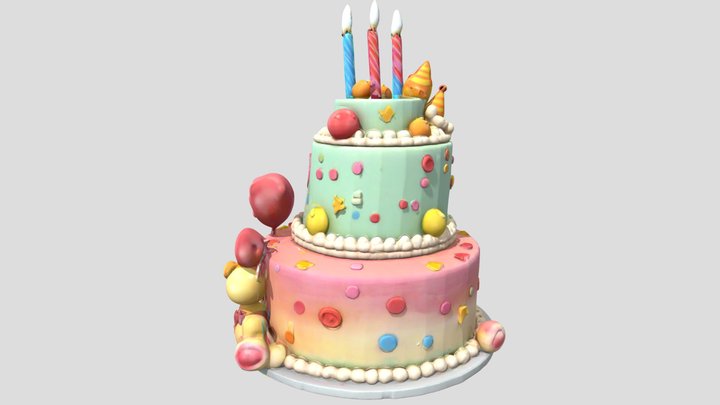 Birthday Cake for 3 Year Old – Kostenloses 3D-Modell STL