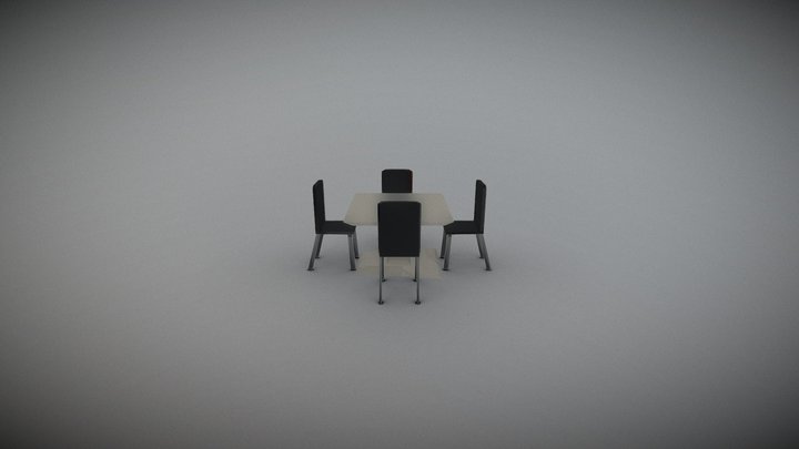 Table With Four Chairs 3D Model