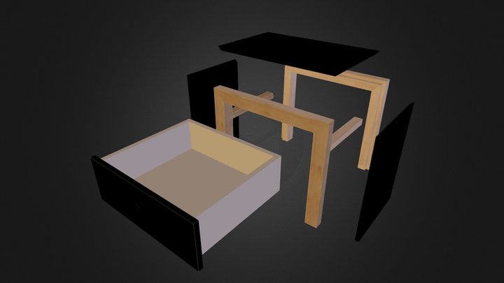 Table de chevet chene pilou226 3D Model