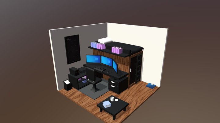 Compact Working Room 3D Model