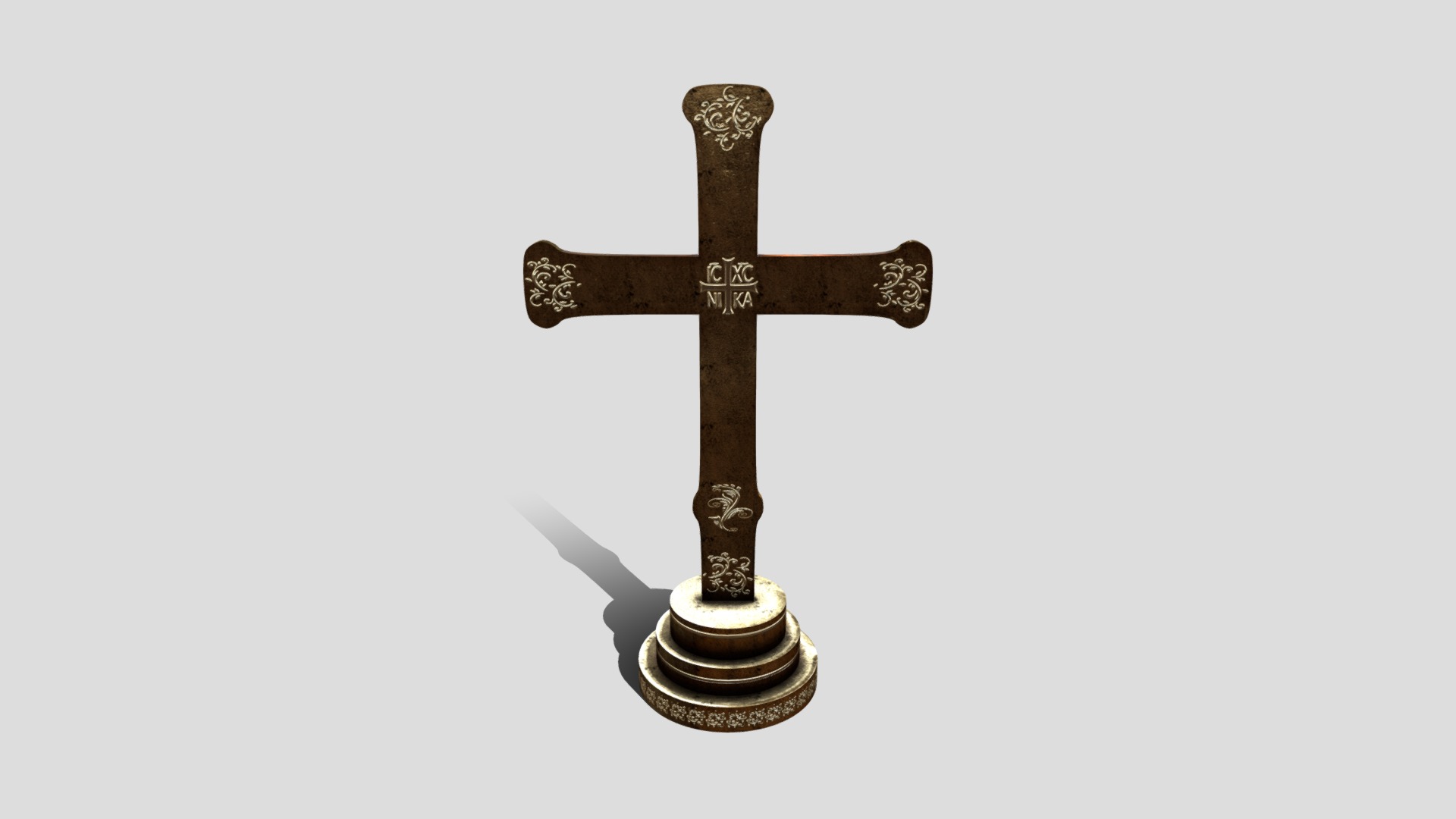 3D model Medieval Altar Cross - This is a 3D model of the Medieval Altar Cross. The 3D model is about a sword with a black handle.