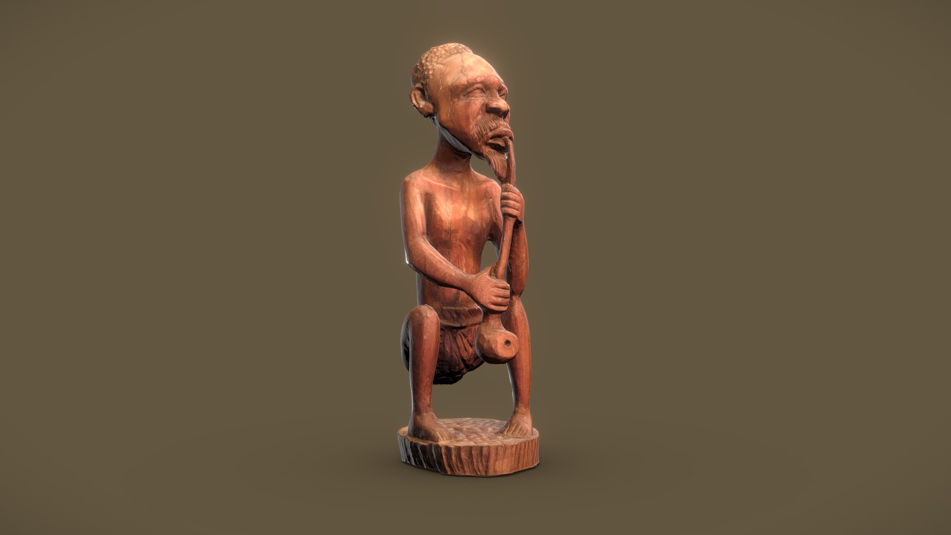 3D model African Chief Statue - This is a 3D model of the African Chief Statue. The 3D model is about a statue of a person holding a staff.