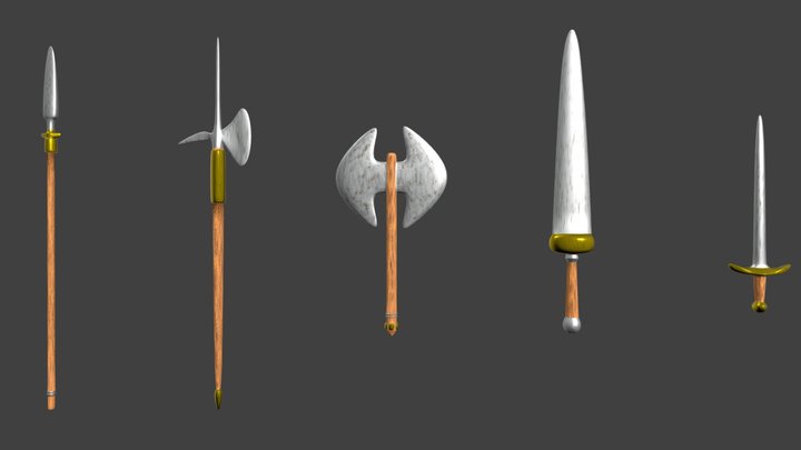 Rusty Medieval Weapon Pack 3D Model