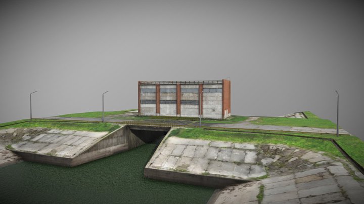 Dam on the river 3D Model