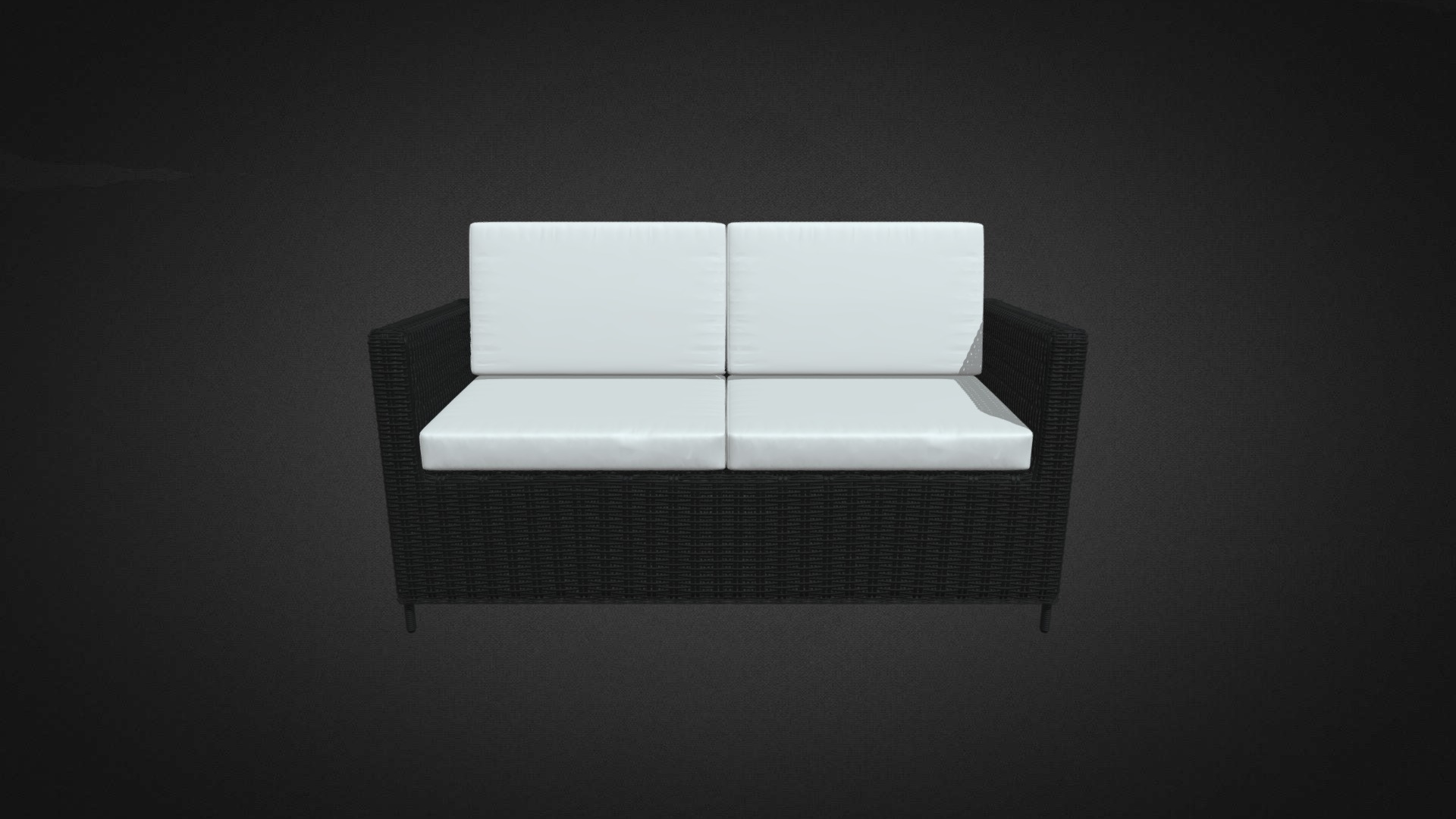 3D model Rattan Sofa Hire - This is a 3D model of the Rattan Sofa Hire. The 3D model is about a white box on a black surface.