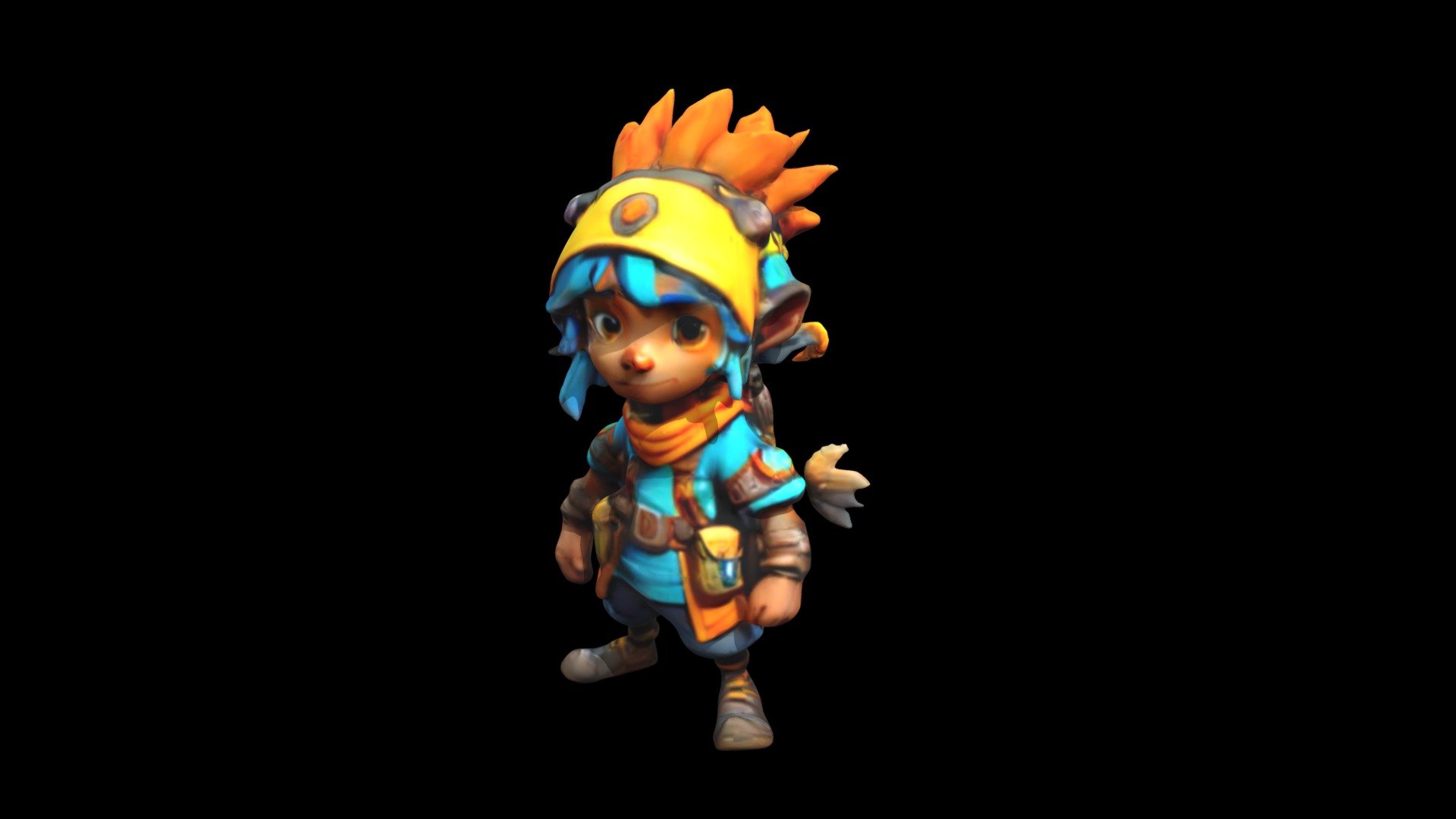a cartoon character with blue hair and a yell - Download Free 3D model ...