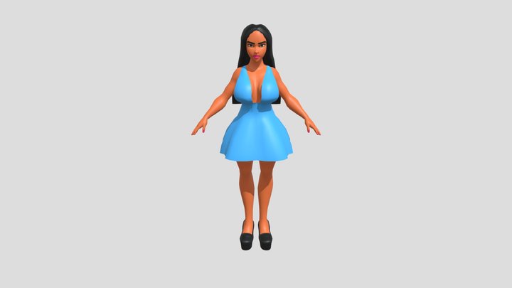 Kim Kardashian Cartoon 3D Model