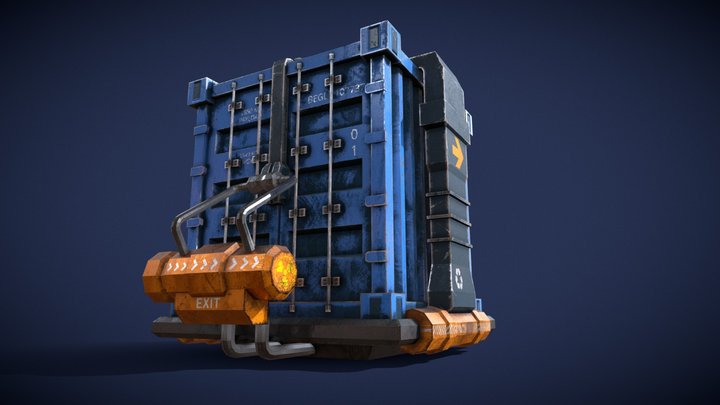 Futuristic cargo container Low-Poly 3D Model