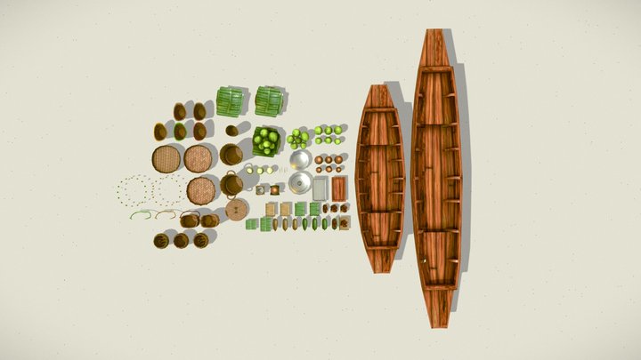 Thai floating market props 3D Model