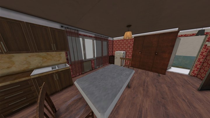 Generic soviet living quarters (neobrutalism) #3 3D Model