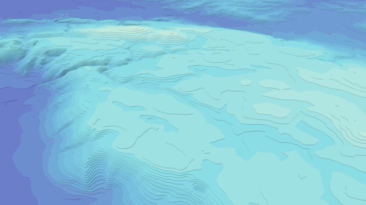 Mendip Hills 3D Contour Map 3D Model