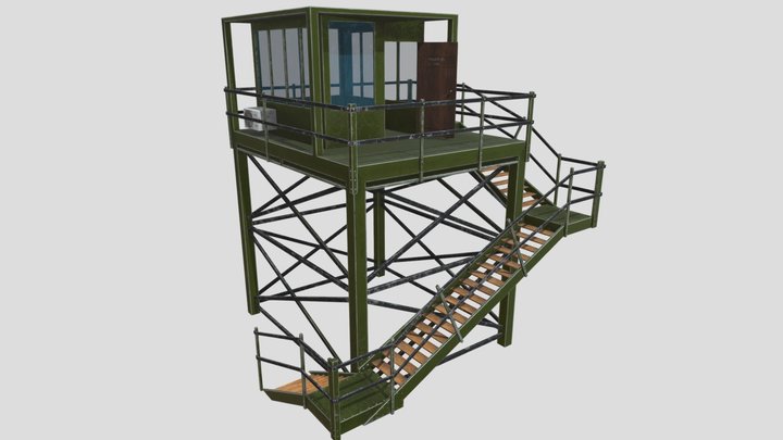 Military Watch Tower - Low Poly -GameReady 3D Model