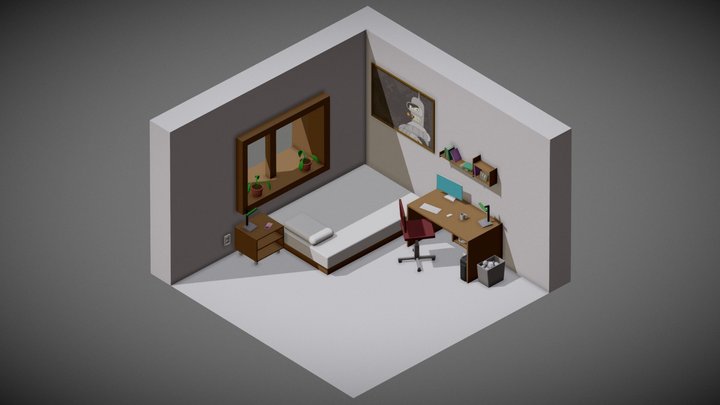 Isometric BenderRoom | Low Poly | Free 3D Model