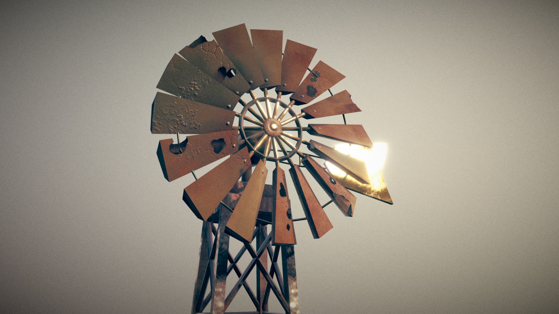 3D model Old Farmer’s Windmill - This is a 3D model of the Old Farmer's Windmill. The 3D model is about a wooden windmill with a metal frame.