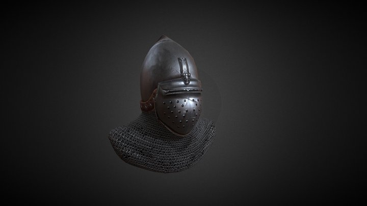 Medieval Bascinet with Visor 3D Model