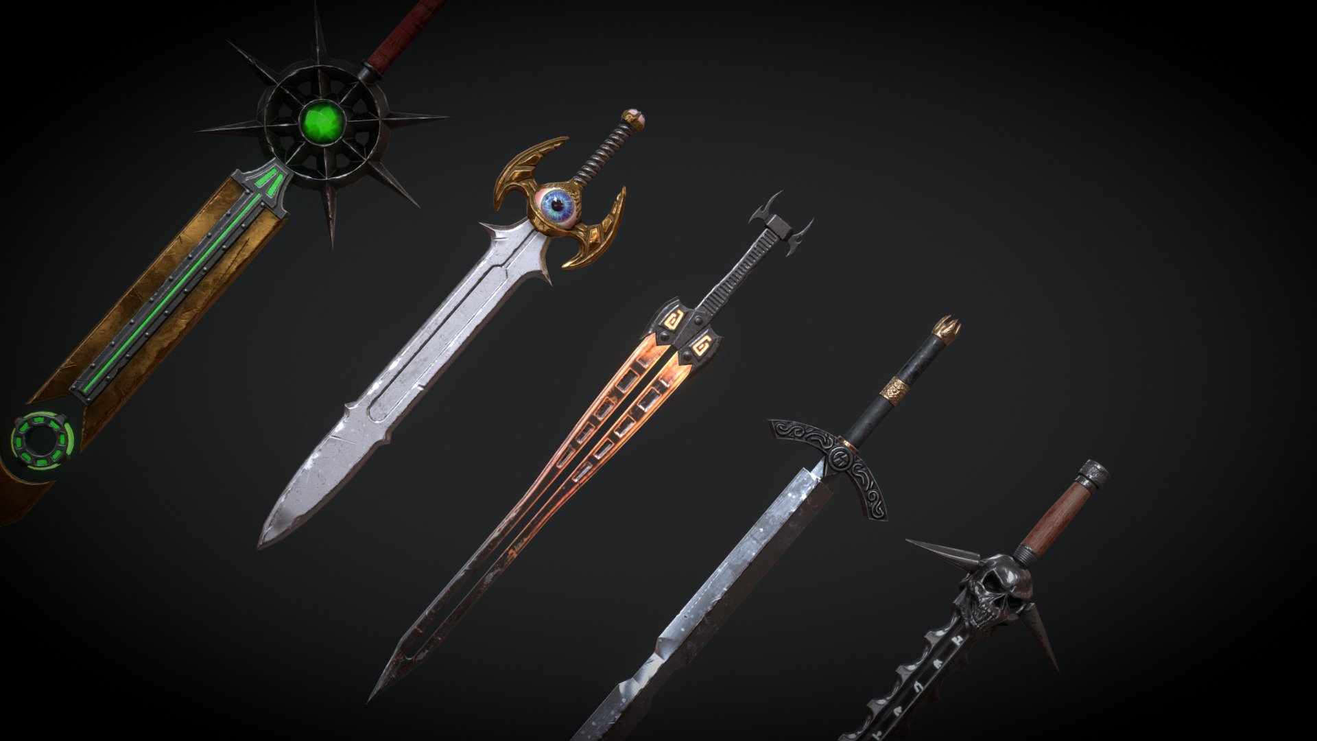 5 Fantasy Sword   PBR  Low Poly   Buy Royalty Free 3D Model By RavenLoh