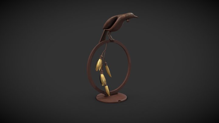 Bouquet Of Bird And Flowers 3D Model