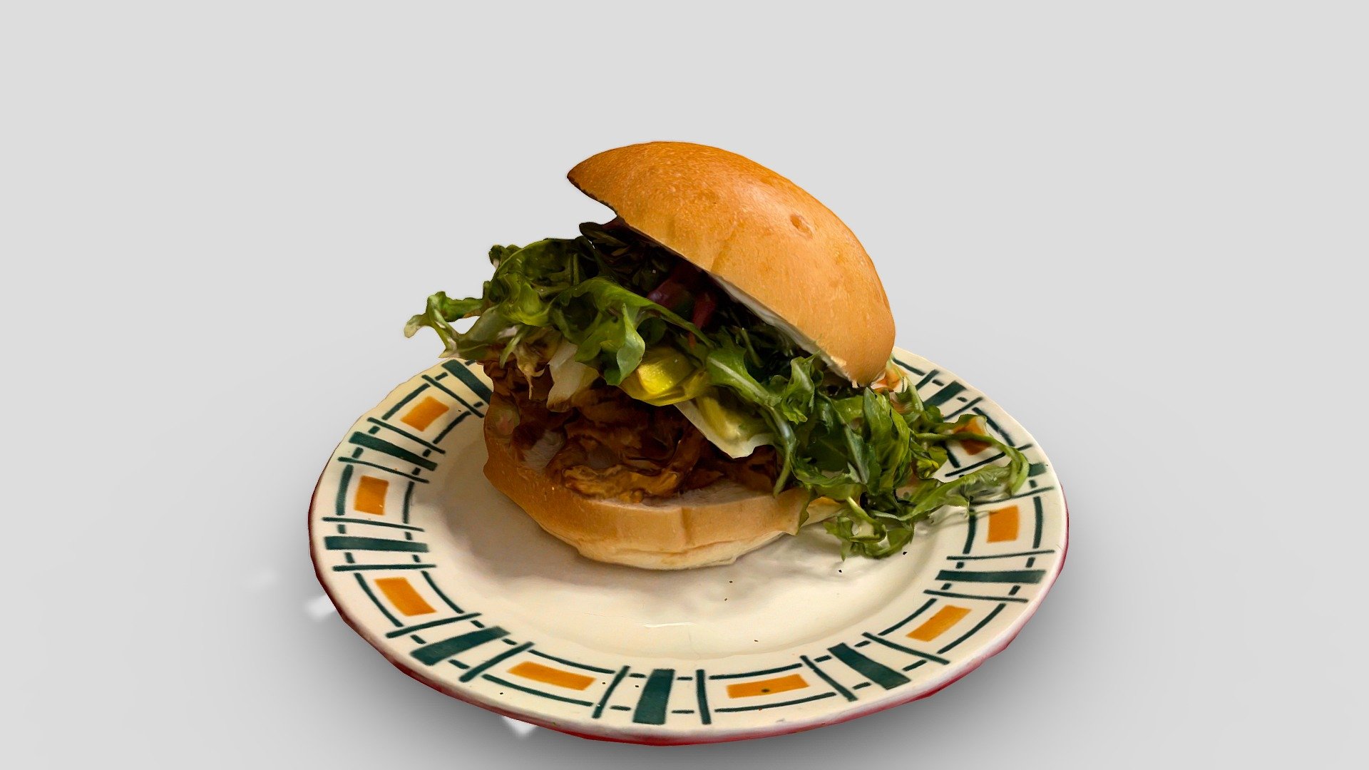 Faux pulled pork sandwich from Kiosk — Sketchfab embed 3D viewer