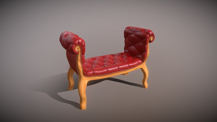 Baroque red leather lounge 3D Model