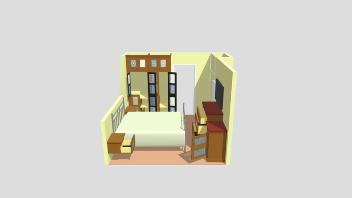 wardrobes and stepdown cupboard - open 3D Model