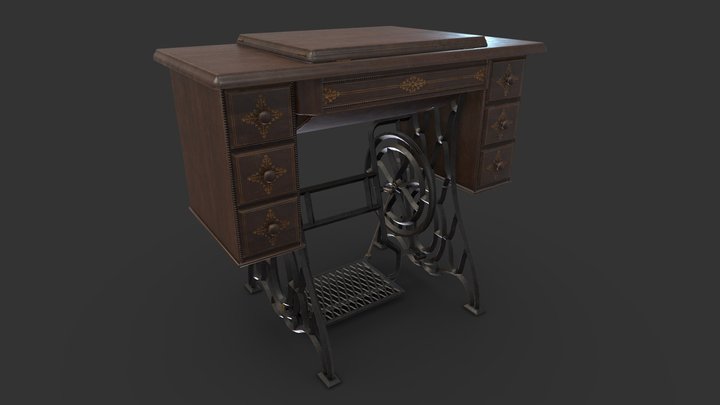 Antique Sewing Table 3D Model