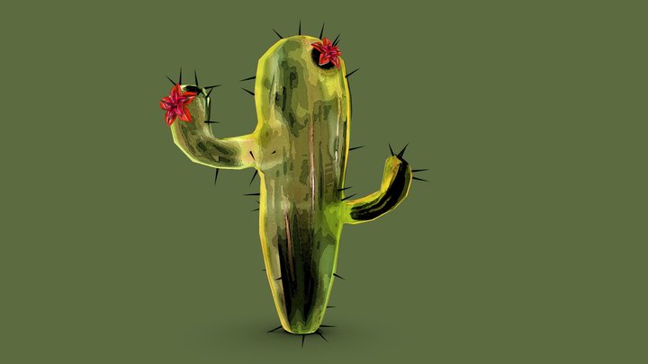 Cactus-Aquarelle-Textures 3D Model