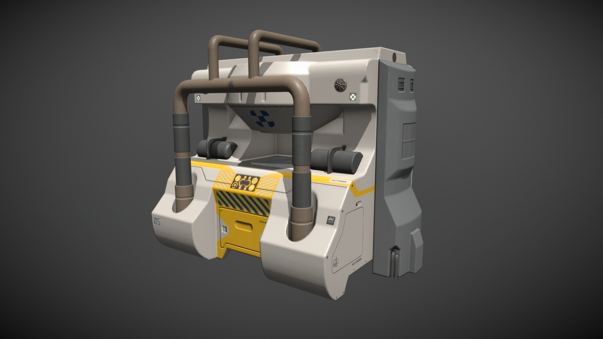 3D model Sci-Fi Machine – Replicator - This is a 3D model of the Sci-Fi Machine - Replicator. The 3D model is about a white and yellow machine.