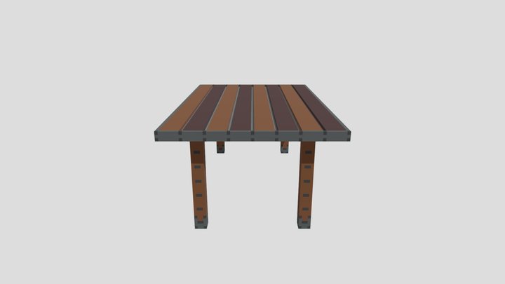 3D Medieval Wooden Table Voxel art 3D Model