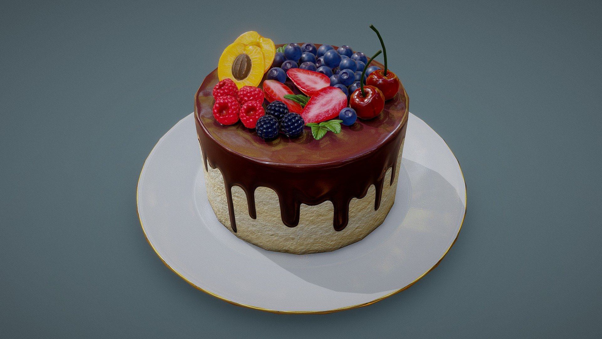 Rich Berry Cake - 3D model by F3dorov [018a1c8] - Sketchfab