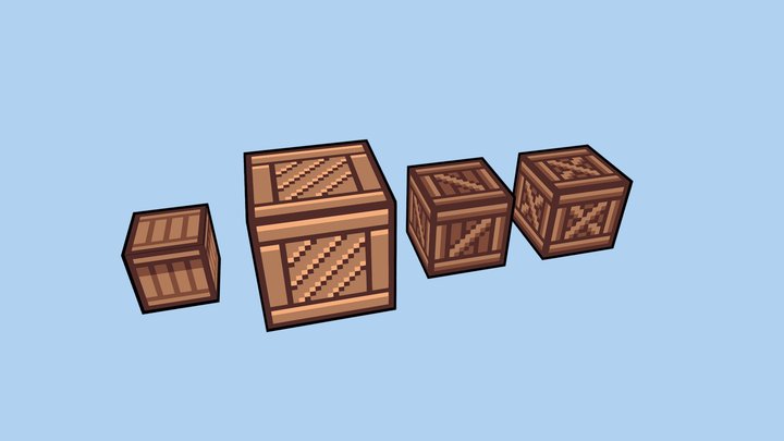 Pixel Art Crates 3D Model