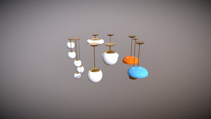 Mid-Century Modern Pendant Lamps 3D Model