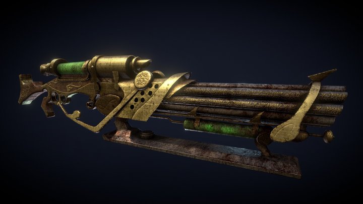 Game Ready Fantasy Rifle 3D Model