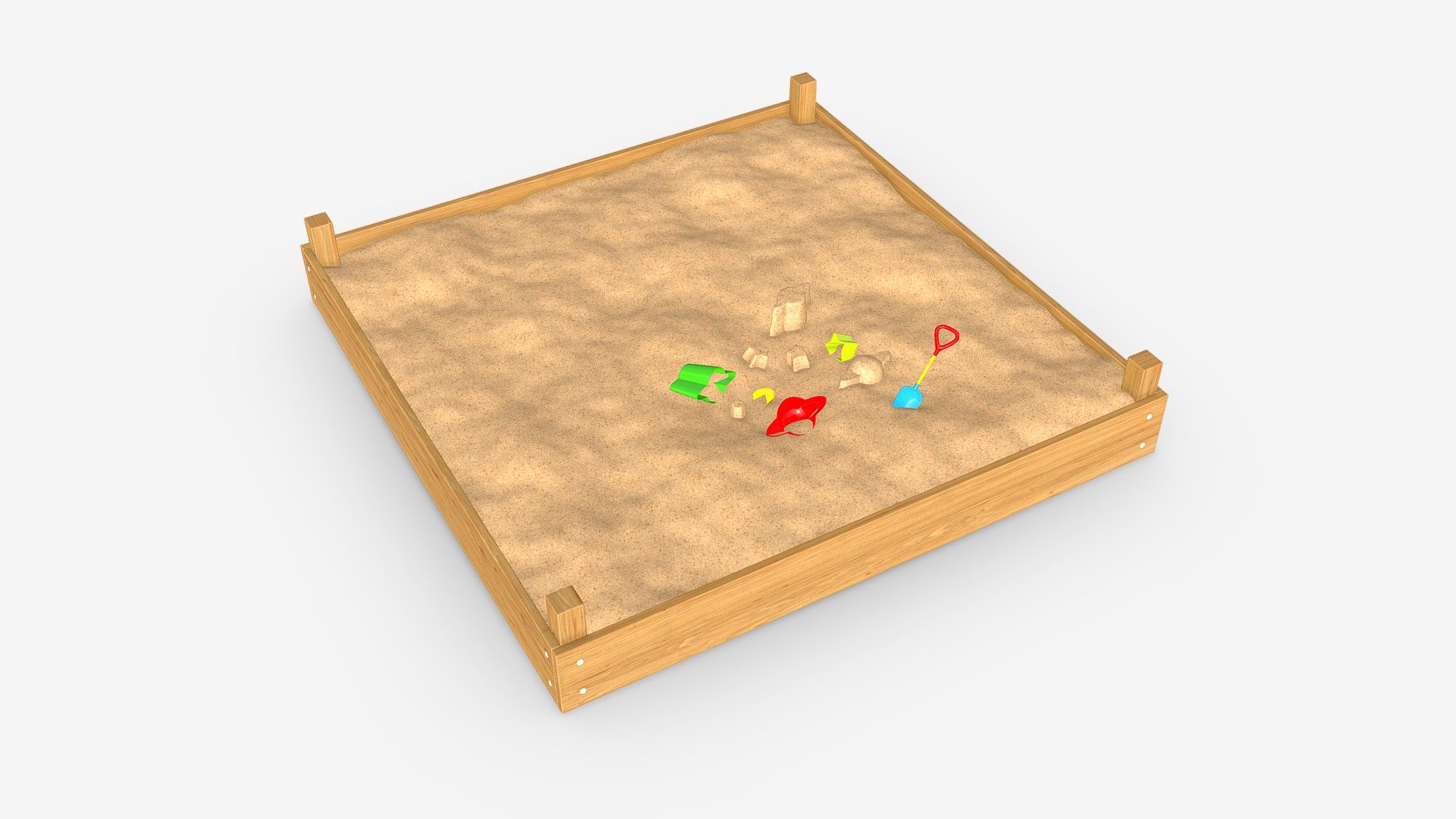 Outdoor sandbox with toys Buy Royalty Free 3D model by HQ3DMOD