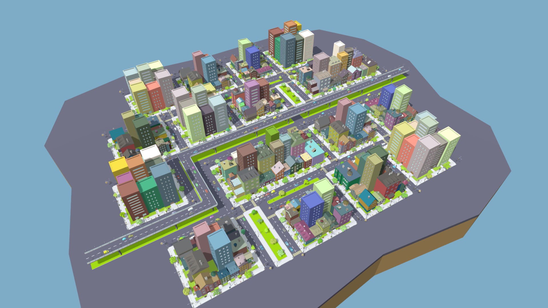 3D model LowPoly Fantasy City - This is a 3D model of the LowPoly Fantasy City. The 3D model is about a map of a city.