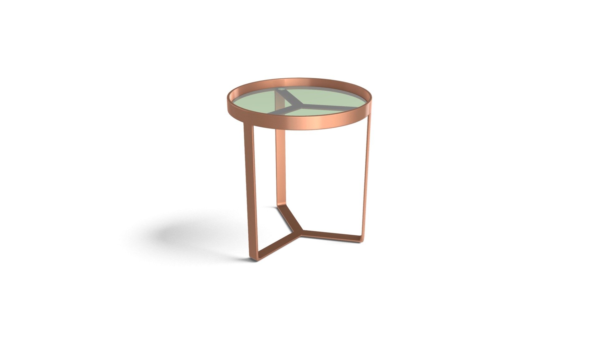 Aula Side Table,  Brushed Copper and Green Glass