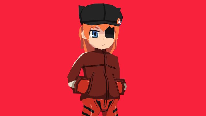 lowpoly Asuka Langley Shikinami 3D Model